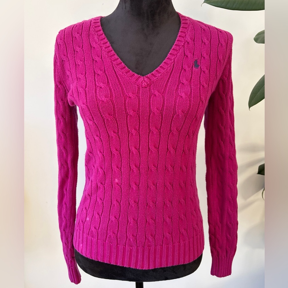 Vintage Ralph Lauren Sport Pink Cable Knit Sweater – Size M